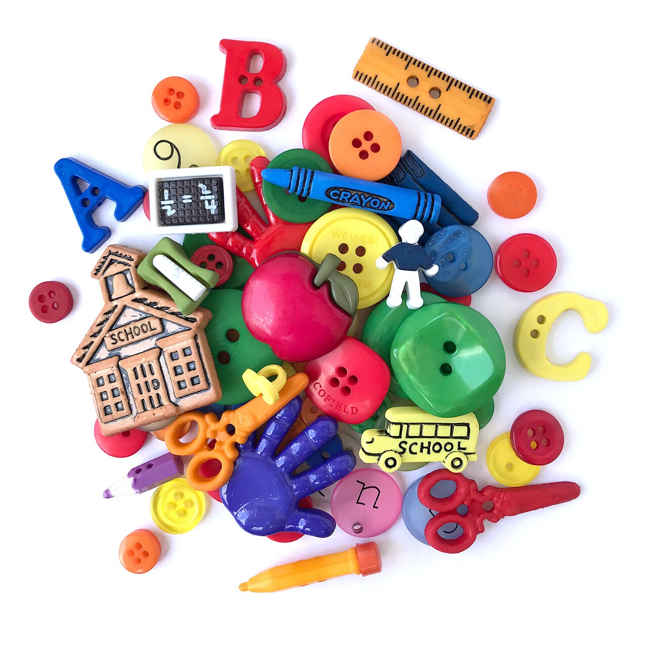 Buttons Galore and More 50+ Novelty Buttons for Sewing & Craft – School Theme Buttons